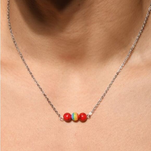 Andrew Christian Pride Element Necklace Red - Picture 4 of 4